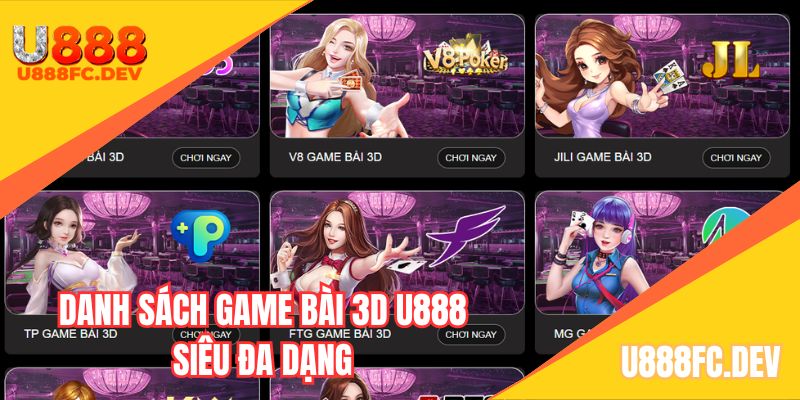 Thỏa mãn nhu cầu giải trí với game bài 3D U888